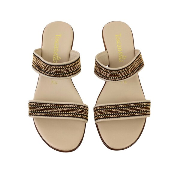 Toscanella MIMMA Double Band Wedge Slip On Sandals Made in Italy - Picture 1 of 9